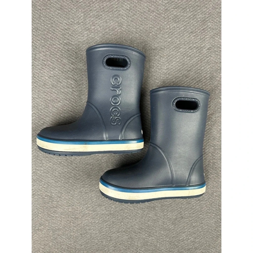 Crocs Crocband Rain Boots Kid's Unisex Youth - Navy Blue Cobalt Size 13